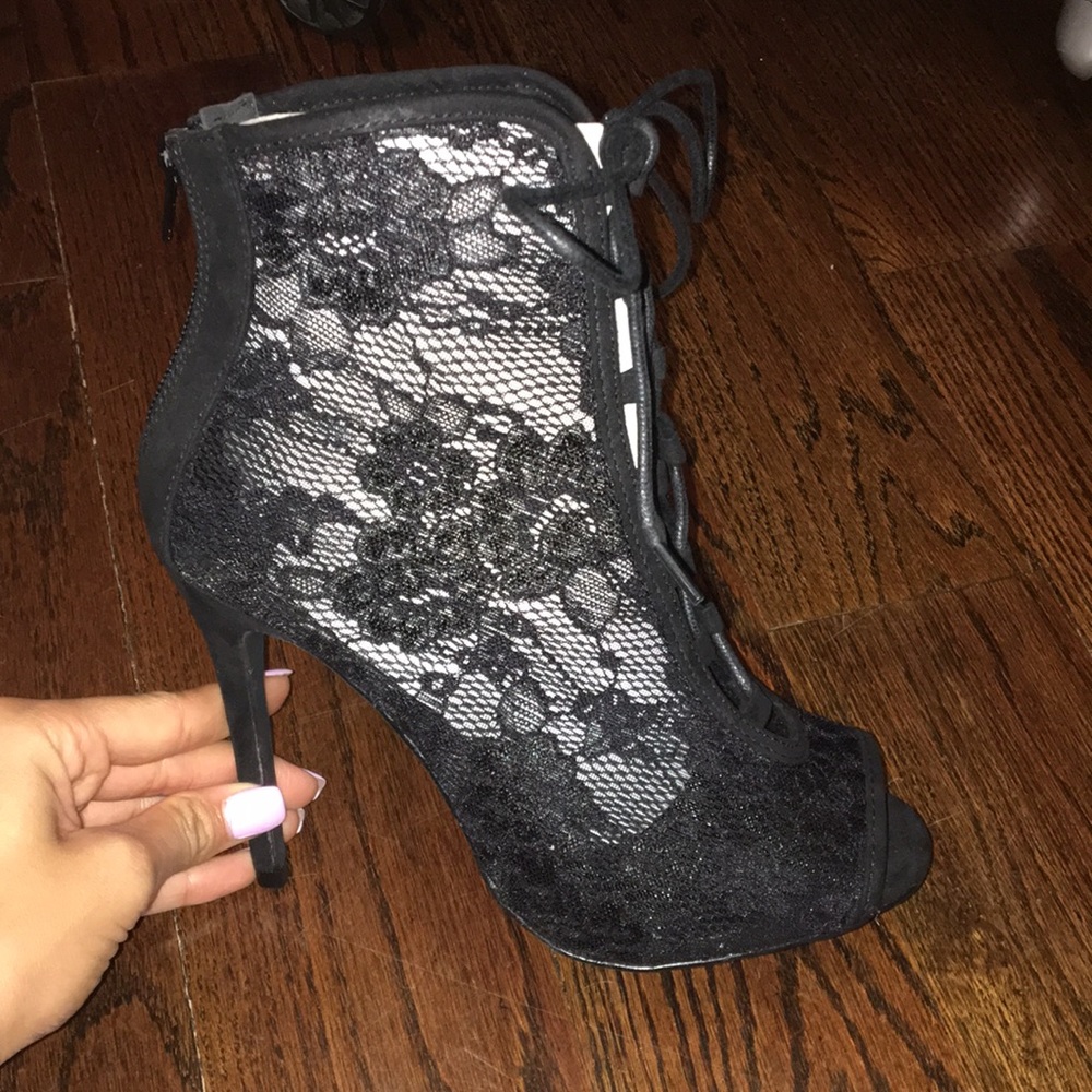 Black lace heels